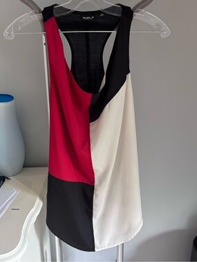 Allen B. Colorblock Racerback Blouse Tank Red Black & White Y2K size extra small
